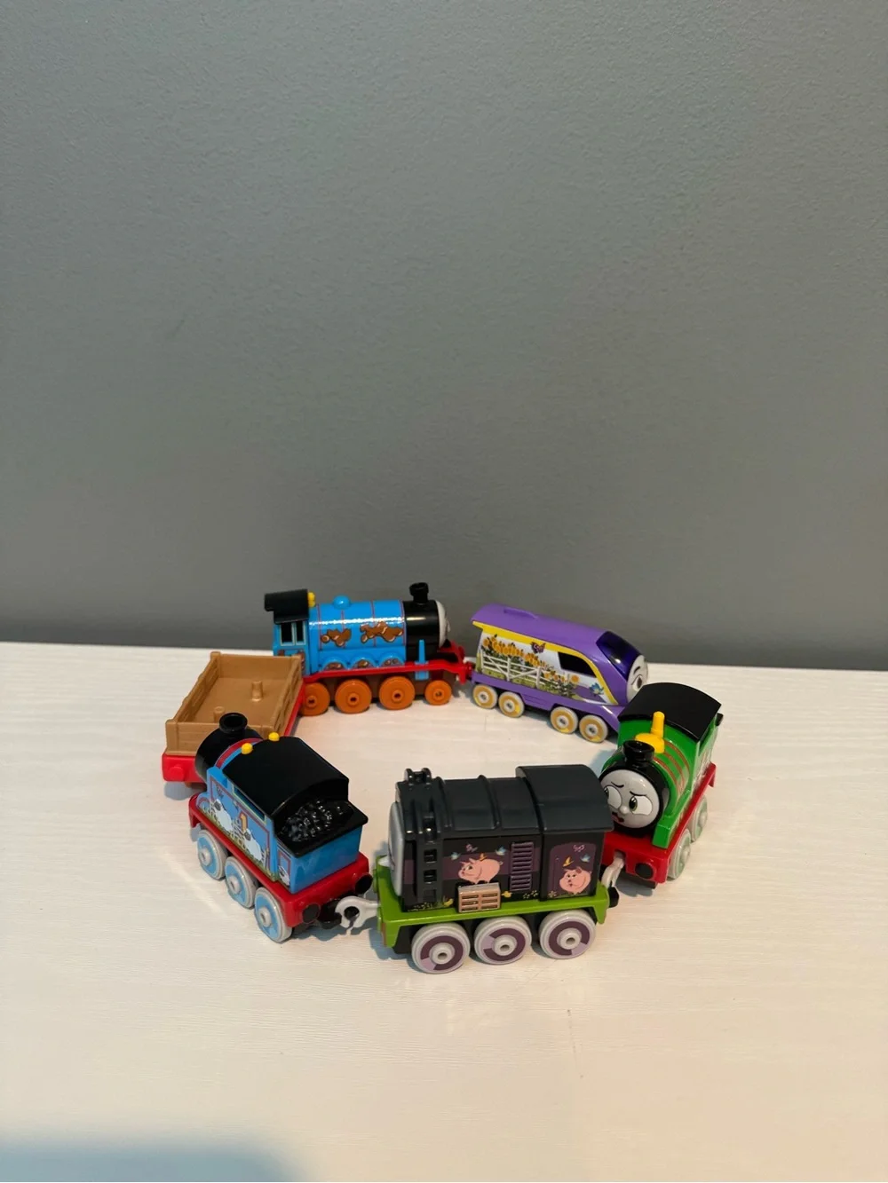 Thomas & Friends Small Character Train Lot - Blue Green Black Red Purple